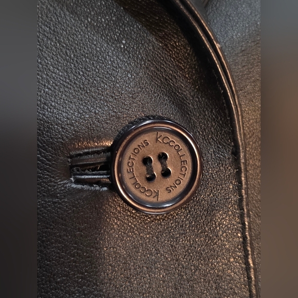 Vintage KC Collections Black Genuine Leather Blazer Jacket Women’s L Y2K 90s - Picture 9 of 11